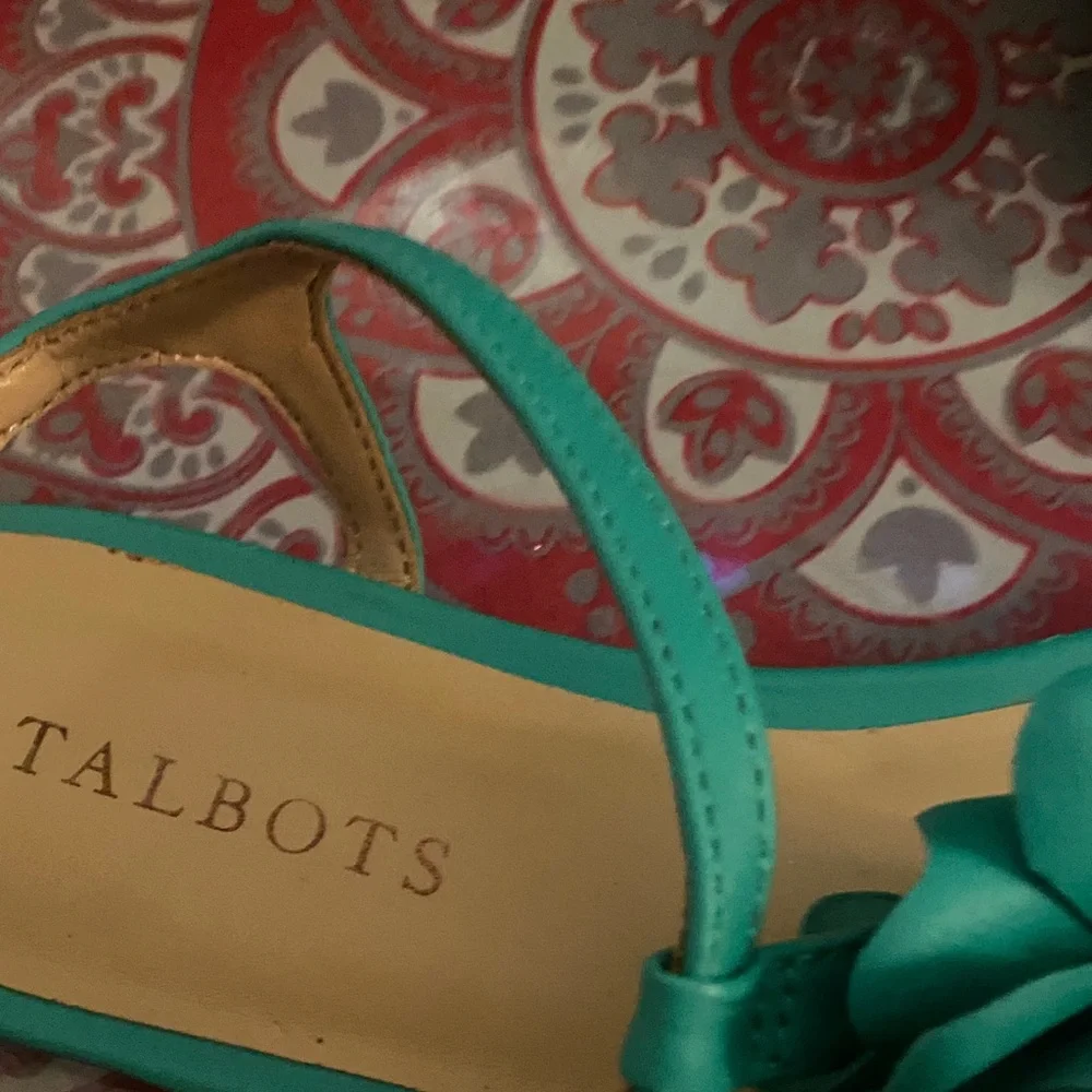Talbots Turquoise Sandals with Floral Detail - Picture 2 of 4